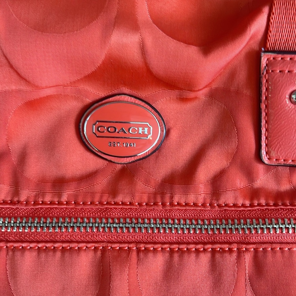 Pre-owned Coach Orange Signature Nylon Tote Bag - Picture 3 of 12